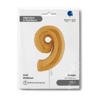 Folienballon Zahl 9 gold
