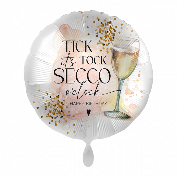 Folienballon - HBD - Secco - Tick Tock