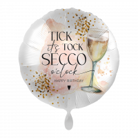 Folienballon - HBD - Secco - Tick Tock