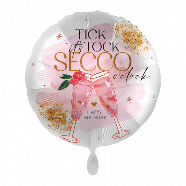 Folienballon - HBD - Pink & Shiny Secco - Tick Tock