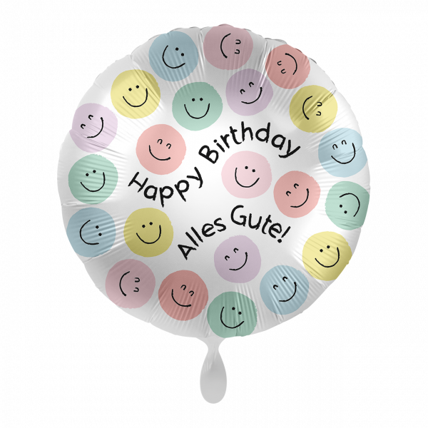 Folienballon Birthday - Colourful Smileys