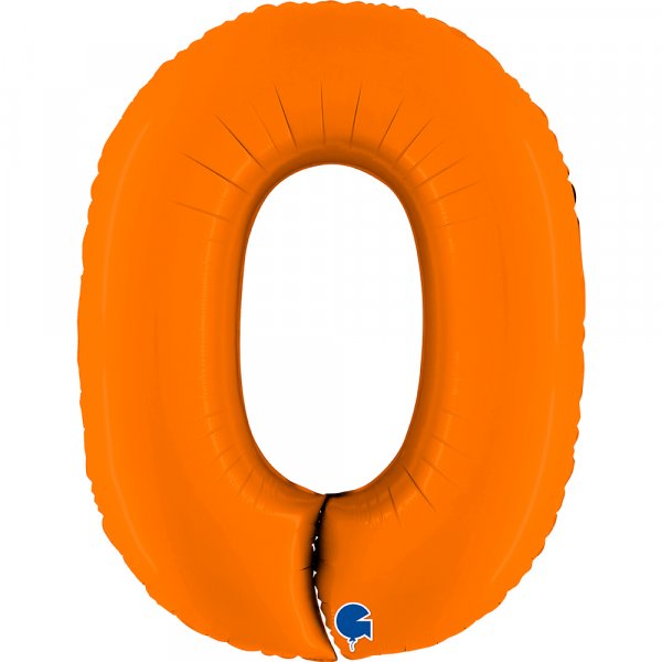 Folienballon Zahl 0 Matte Orange