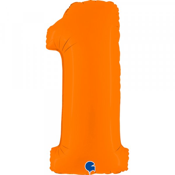 Folienballon Zahl 1 Matte Orange