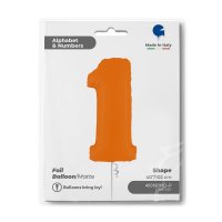 Folienballon Zahl 1 Matte Orange