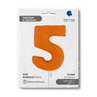Folienballon Zahl 5 Matte Orange