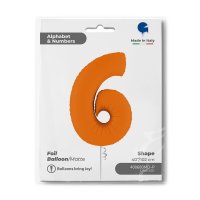 Folienballon Zahl 6 Matte Orange
