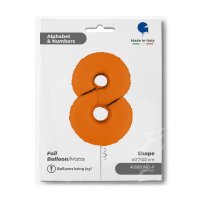 Folienballon Zahl 8 Matte Orange
