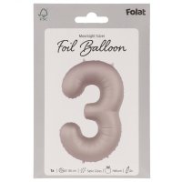 Folienballon Zahl 3 Moonlight Silver Satin Gloss