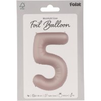 Folienballon Zahl 5 Moonlight Silver Satin Gloss