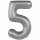 Folienballon Zahl 5 Moonlight Silver Satin Gloss
