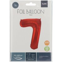 Folienballon Zahl 7 Rot Metallic Matte