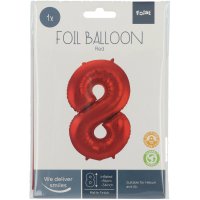 Folienballon Zahl 8 Rot Metallic Matte