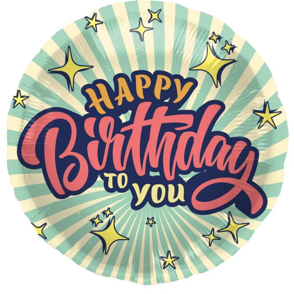 Folienballon HBD Birthday Retro Stars