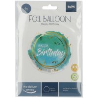 Folienballon HBD Birthday Watercolor Aqua