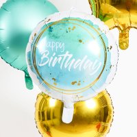 Folienballon HBD Birthday Watercolor Aqua