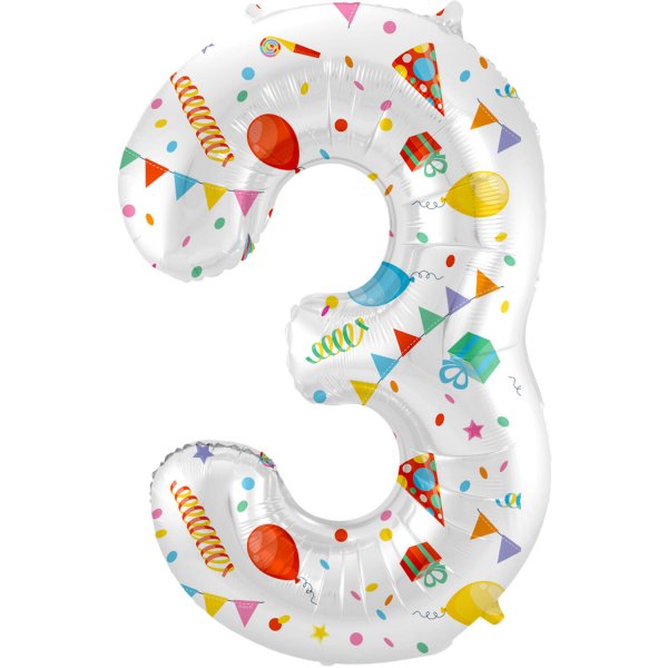 Folienballon Zahl 3 Joyful Party