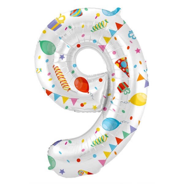 Folienballon Zahl 9 Joyful Party