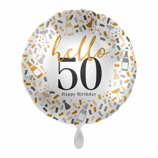 Folienballon Zahl 50 HBD Hello Happy Birthday