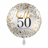 Folienballon Zahl 50 HBD Hello Happy Birthday