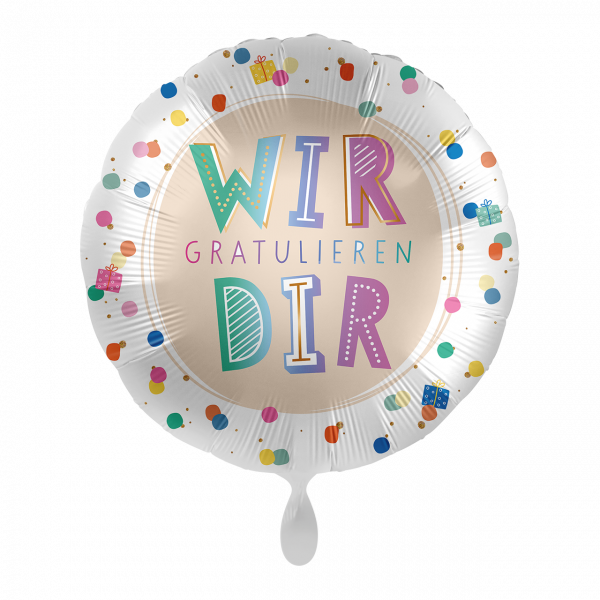 Folienballon HBD Wir Gratulieren Dir Polka Dots
