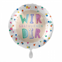 Folienballon HBD Wir Gratulieren Dir Polka Dots