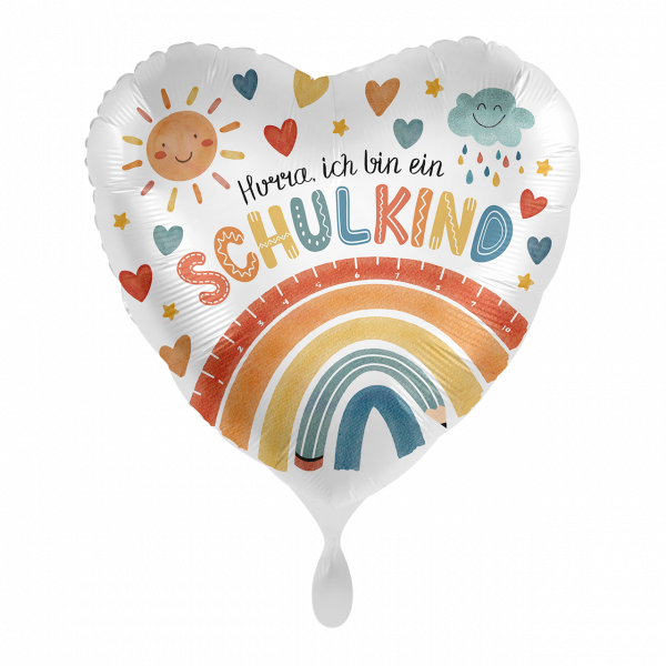 Folienballon Einschulung - Schulkind Regenbogen