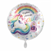 Folienballon Einschulung - Einhorn Regenbogen Schule