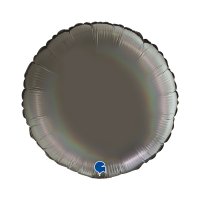 Folienballon Rund Platinum Grey Rainbow Holographic