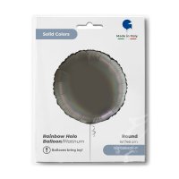 Folienballon Rund Platinum Grey Rainbow Holographic
