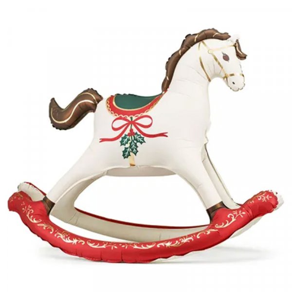 Folienballon (-) Christmas Rocking Horse nur zur Luftfüllung
