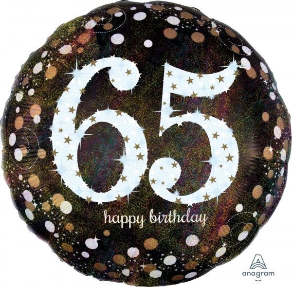 Folienballon Zahl 65 Sparkling Birthday