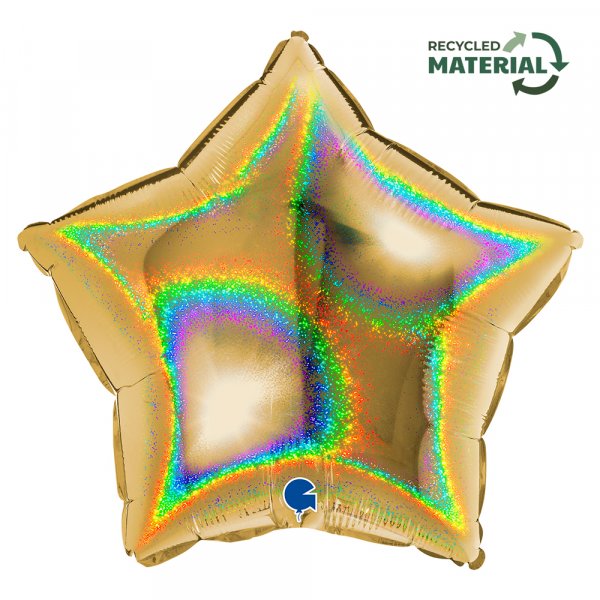 Folienballon Stern Gold Glitter Holographic