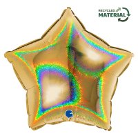 Folienballon Stern Gold Glitter Holographic