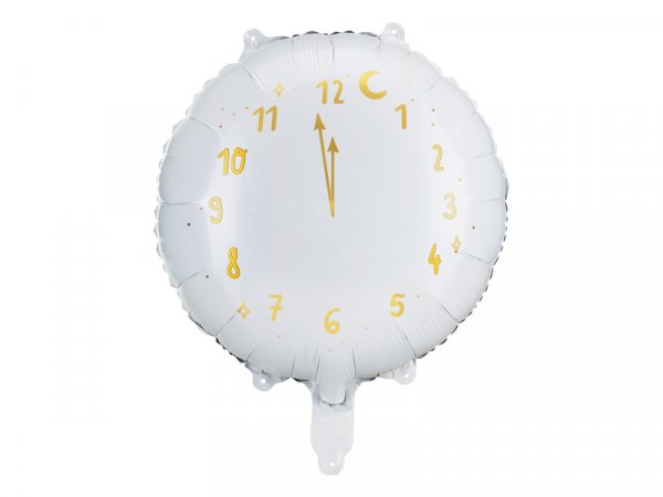 Folienballon - HNY - Clock Weiß