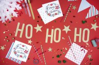 Servietten Sterne - weiß gold