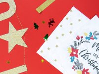 Servietten Sterne - weiß gold