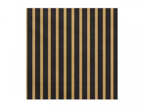 Servietten Streifen - schwarz gold