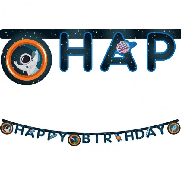 Bannergirlande Space Rocket Birthday