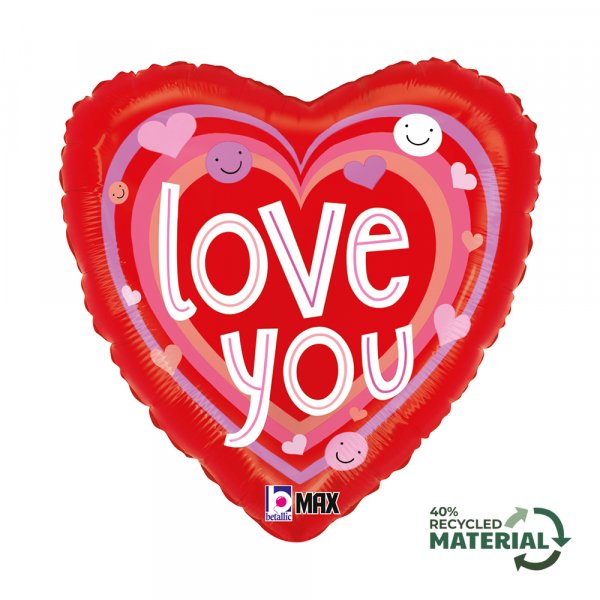 Folienballon Herz Smiley Love Hearts