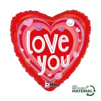 Folienballon Herz Smiley Love Hearts