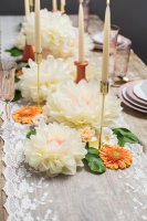 Papierblumen creme / rosa 5 Stück