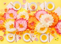 Papierblumen creme / rosa 5 Stück