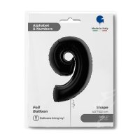 Folienballon Zahl 9 schwarz