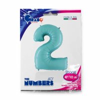 Folienballon Zahl 2 türkis pastell