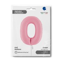 Folienballon Zahl 0 rosa pastell