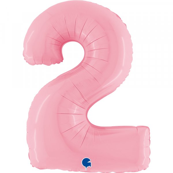 Folienballon Zahl 2 rosa pastell
