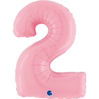 Folienballon Zahl 2 rosa pastell