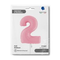 Folienballon Zahl 2 rosa pastell