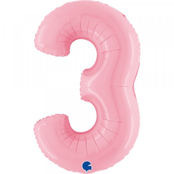 Folienballon Zahl 3 rosa pastell