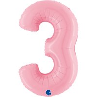 Folienballon Zahl 3 rosa pastell